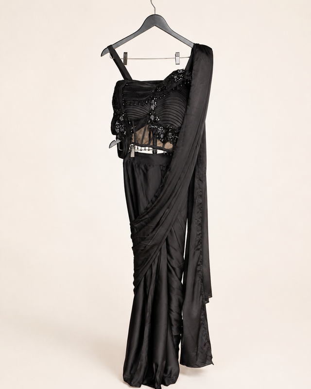 Black Wing Corset Pre-Stiched- Saree