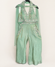 Mint Green Pocket Halter Top Palazzo Set