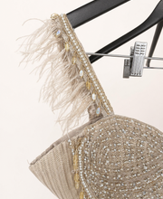 Golden Feather Sleeve Corset Saree