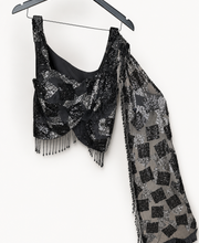 Black Butterfly Sequence co-ord attached Dupatta