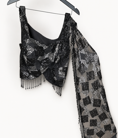 Black Butterfly Sequence co-ord attached Dupatta