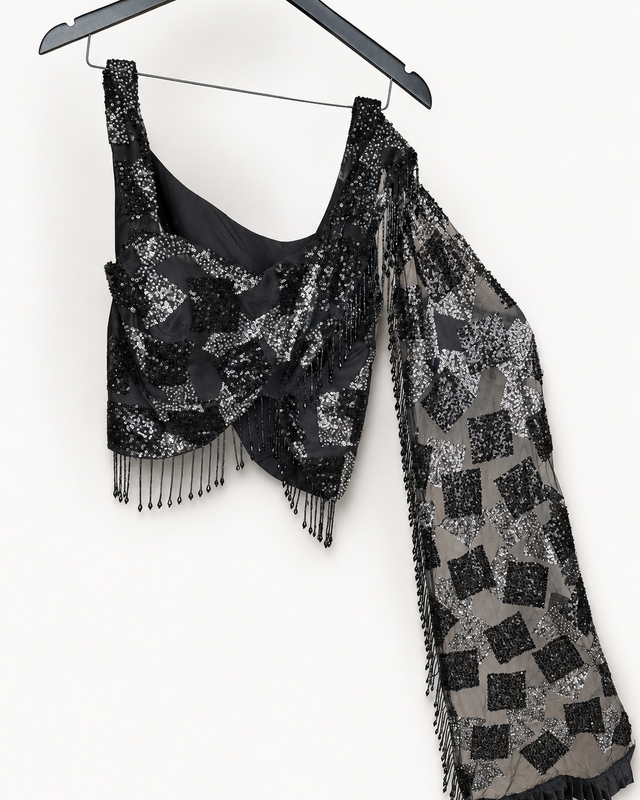 Black Butterfly Sequence co-ord attached Dupatta