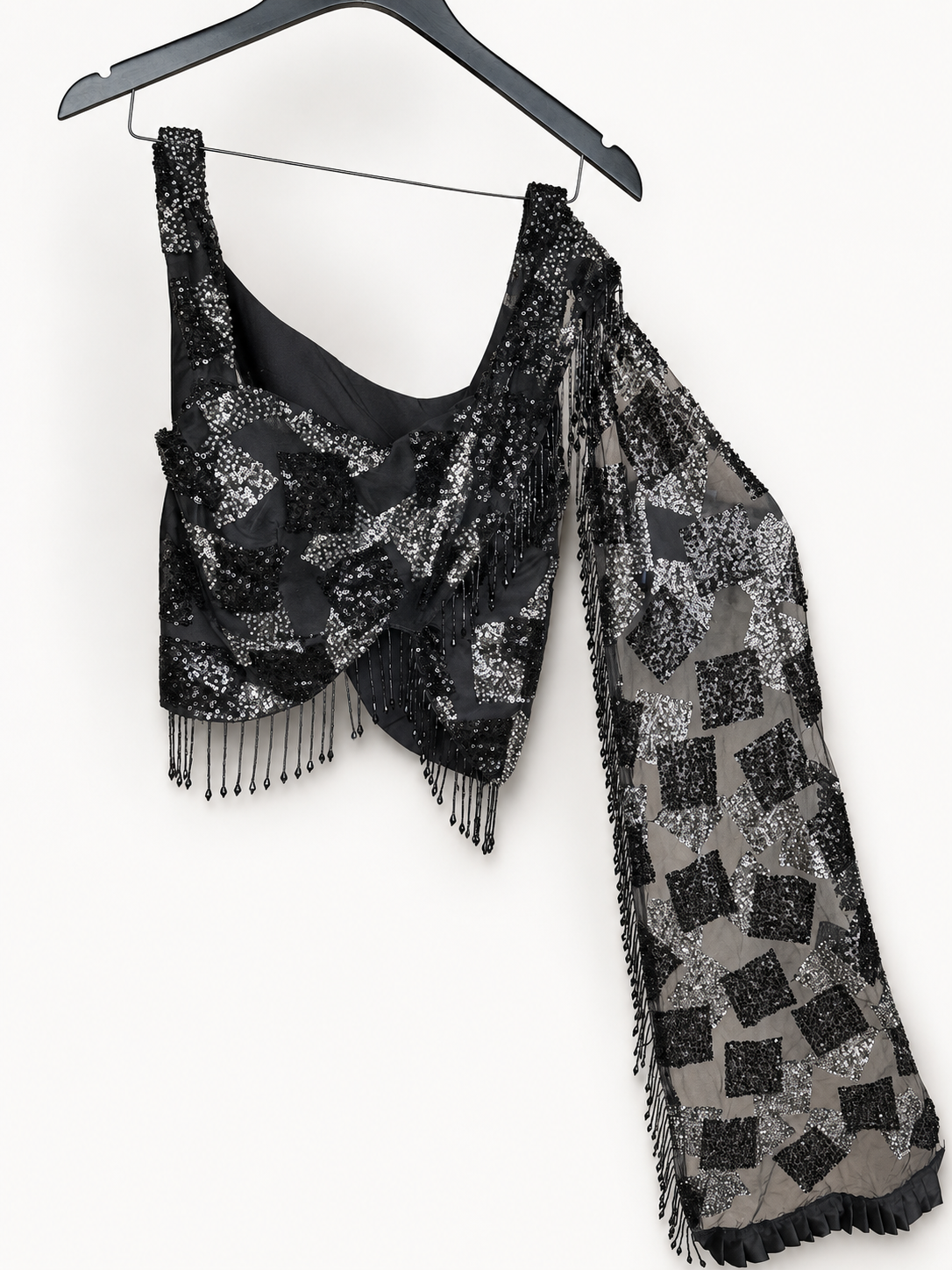 Black Butterfly Sequence co-ord attached Dupatta