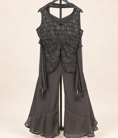 Black Designer Cut Palazzo Set