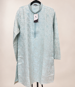 Baby Blue Traditional Elephant Pattern Deluxe Kurta