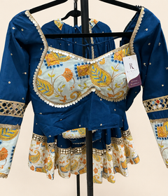 Blue and White Floral Riniya Lehenga Set