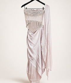 Tube Top Champagne Pink Corset Pre-Stiched Saree