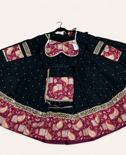 Black and Pink Floral Riniya Lehenga Set