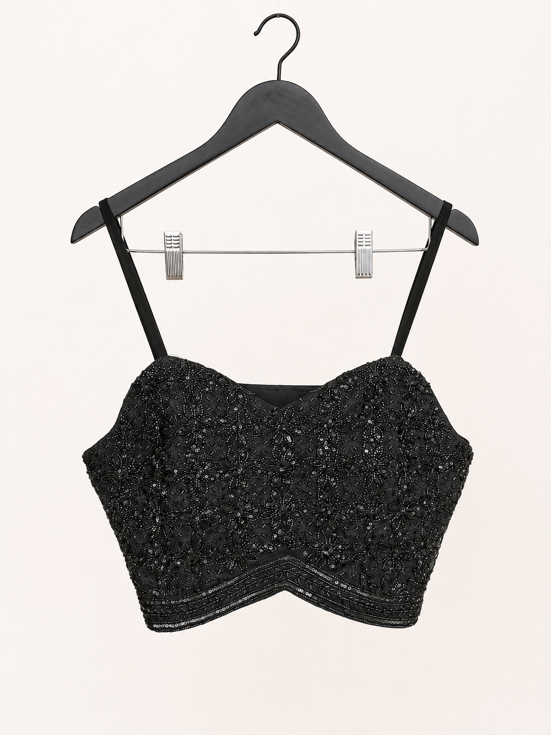 Black Embellished Cape Sleeve Palazzo Set
