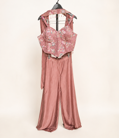 Elegant Plum Palazzo Set Apple cut