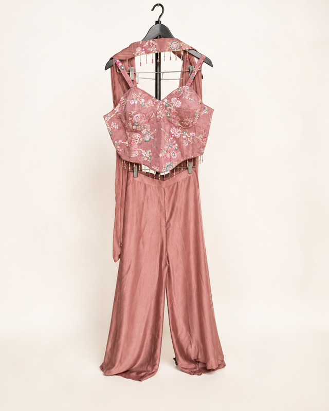 Elegant Plum Palazzo Set Apple cut