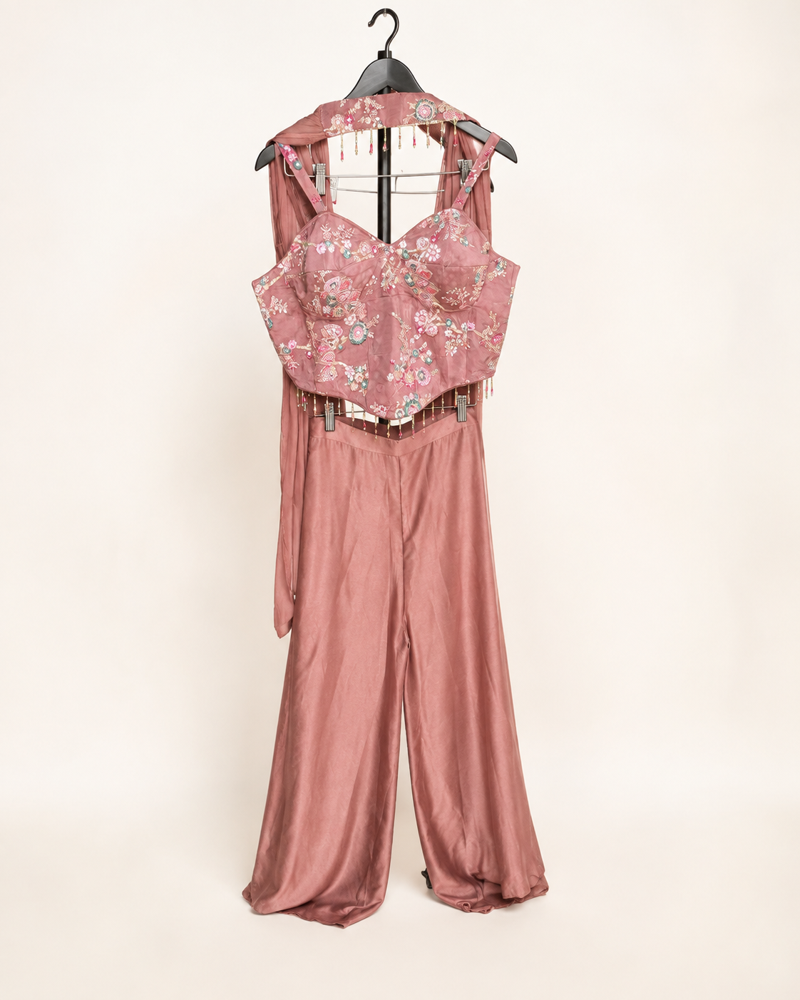 Elegant Plum Palazzo Set Apple cut