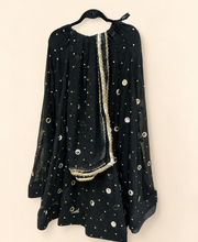 Black Mirror Dupatta Garba Set Long Sleeve Blouse Back Criss Cross
