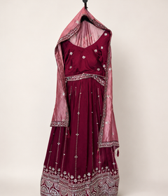 Ruby Pink with Peach Dupatta Lehenga