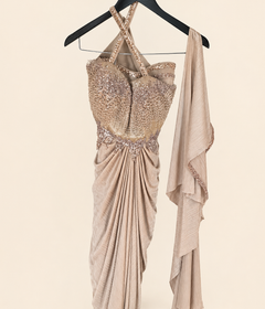 Rose Gold gorgeous Indo Western Riniya Sparkly Set with Cape as Dupatta