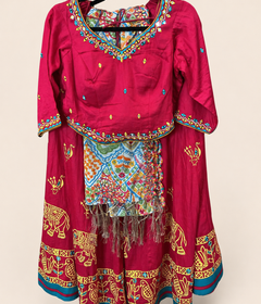 Bright Red Traditional Garba Lehenga Set