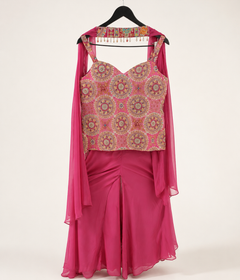 Hot Pink Palazzo Set with Embroided Dupatta