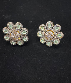 Mint green and diamond earring