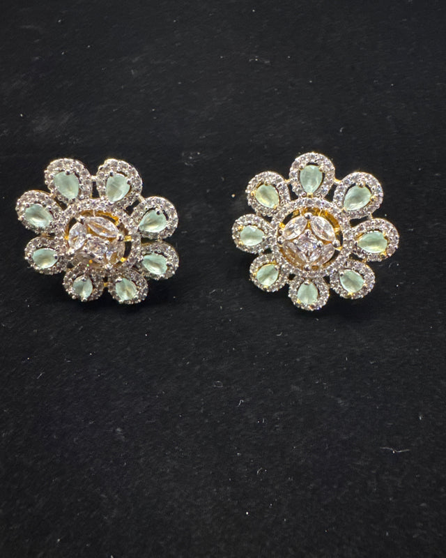 Mint green and diamond earring