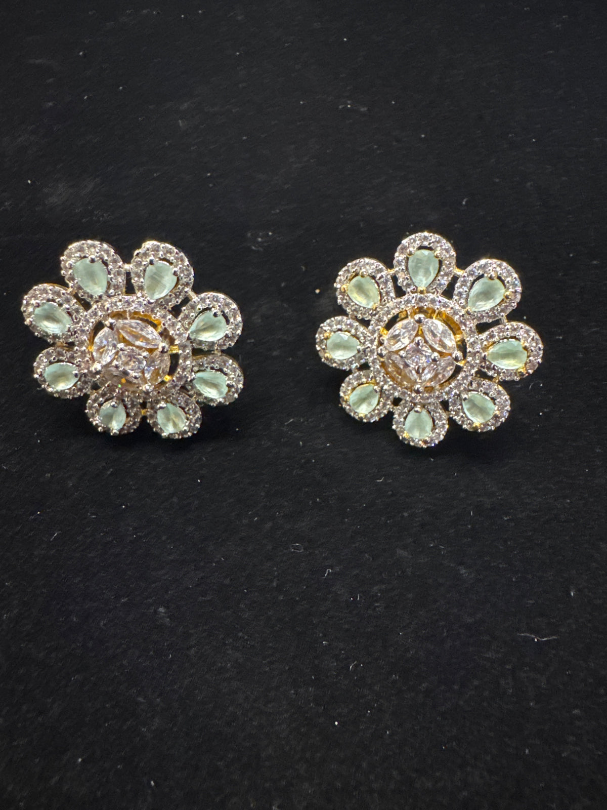 Mint green and diamond earring