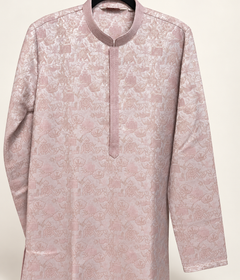 Baby Pink Traditional Elephant Pattern Deluxe Kurta
