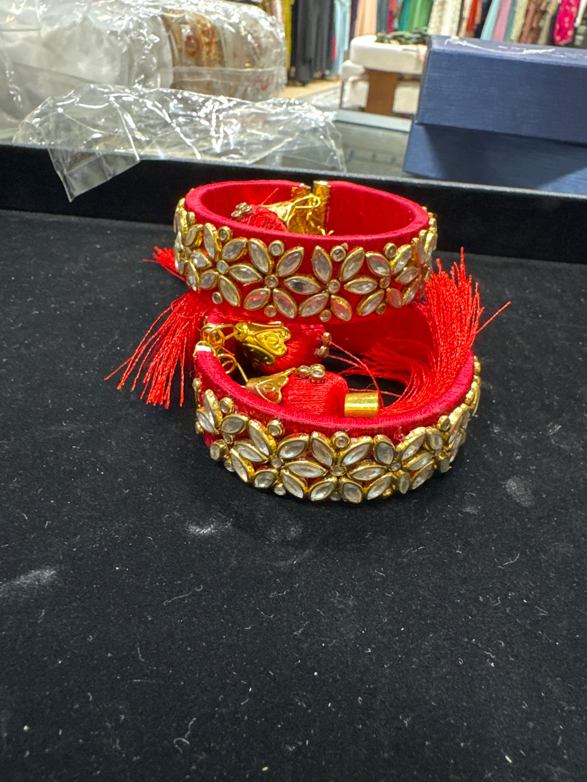 Red Dangle bracelet set of 2