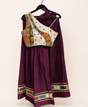 White and Purple Bhandni Border Sleeveless Blouse Lehenga Set