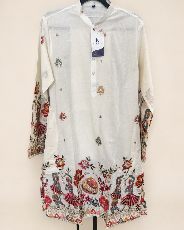 Damian Bead Work Embroidery Kurta with Pant Mens