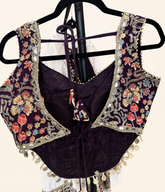 RINIYA White and Purple Garba Lehenga Set