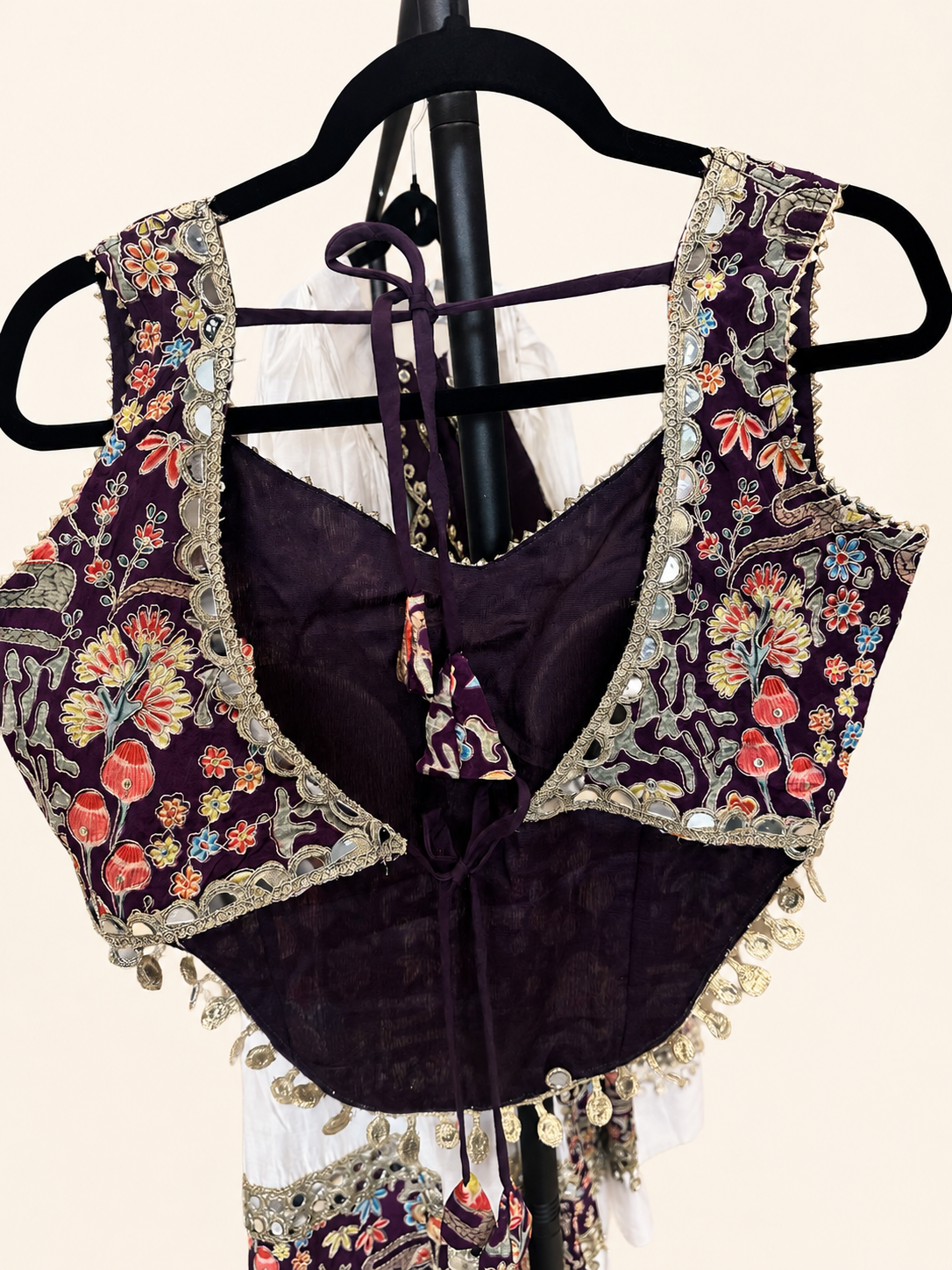 RINIYA White and Purple Garba Lehenga Set