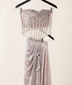 Tube Top Champagne Pink Corset Pre-Stiched Saree