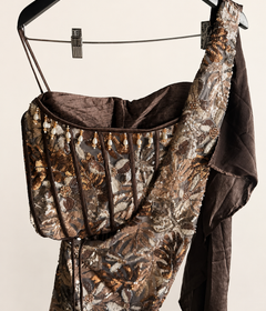 Brown Crop Top Sphagetti Top Indo Western