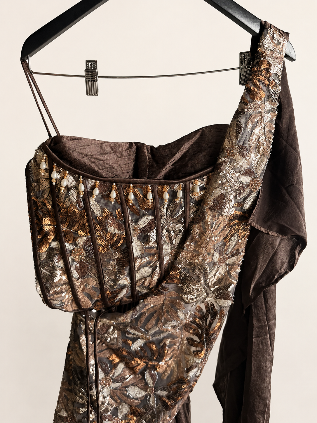 Brown Crop Top Sphagetti Top Indo Western