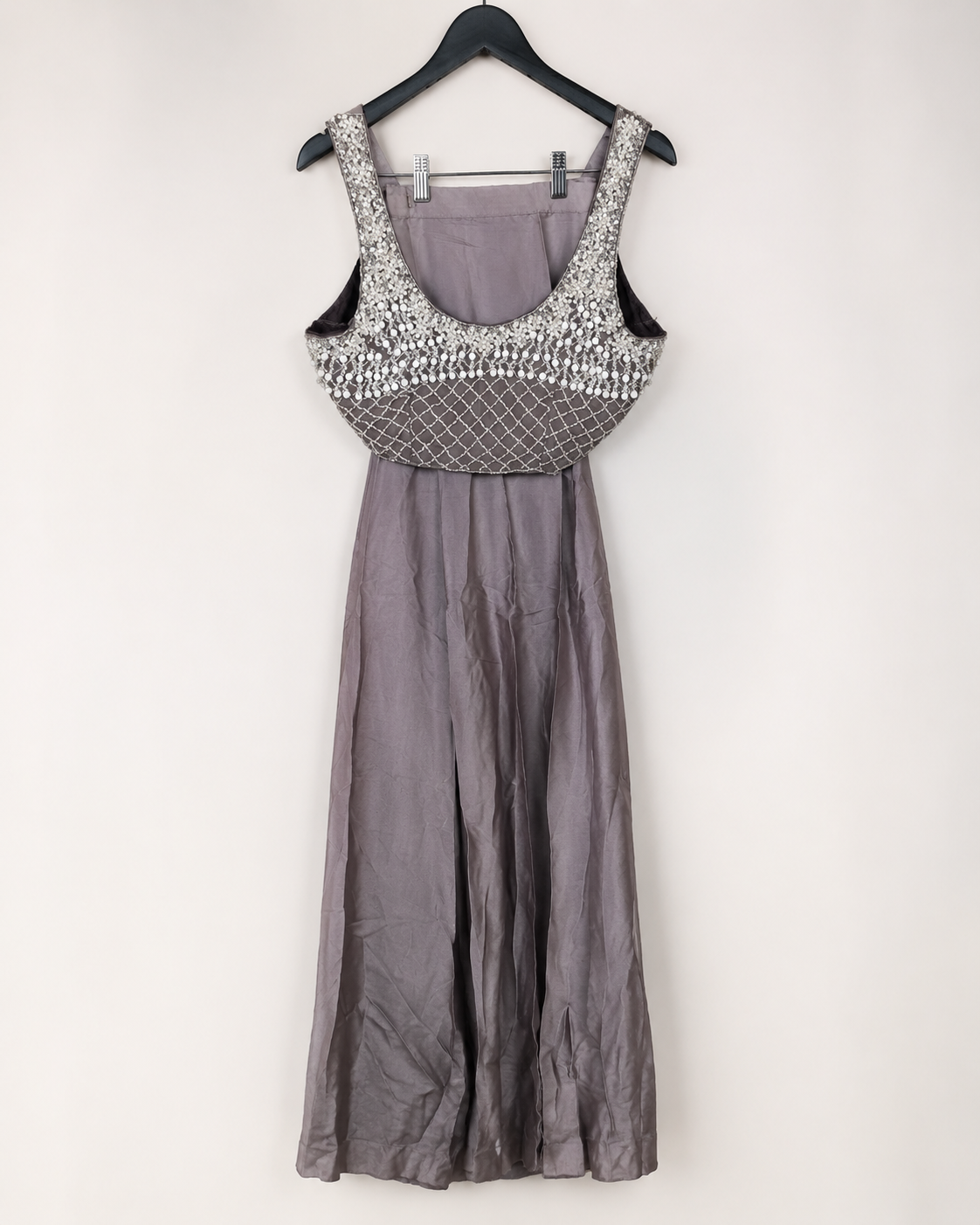 Purple Pearl Crop Top Pre-Stiched  Saree