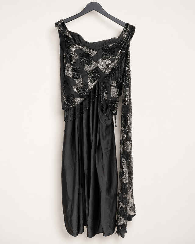 Black Butterfly Sequence co-ord attached Dupatta
