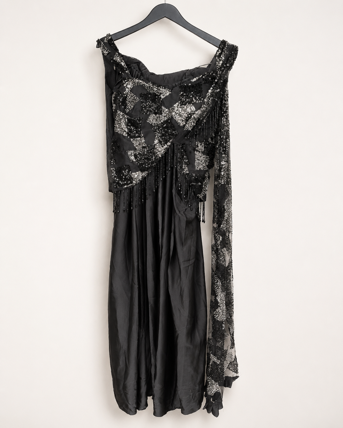 Black Butterfly Sequence co-ord attached Dupatta