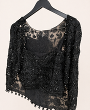 Black Embellished Cape Sleeve Palazzo Set