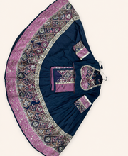 Black and Pink Garba Lehenga Set with Pink Dupatta