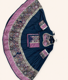 Black and Pink Garba Lehenga Set with Pink Dupatta