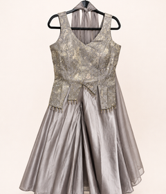 Bronze Multi Cut Top With Golden Embroidery Choker Dupatta