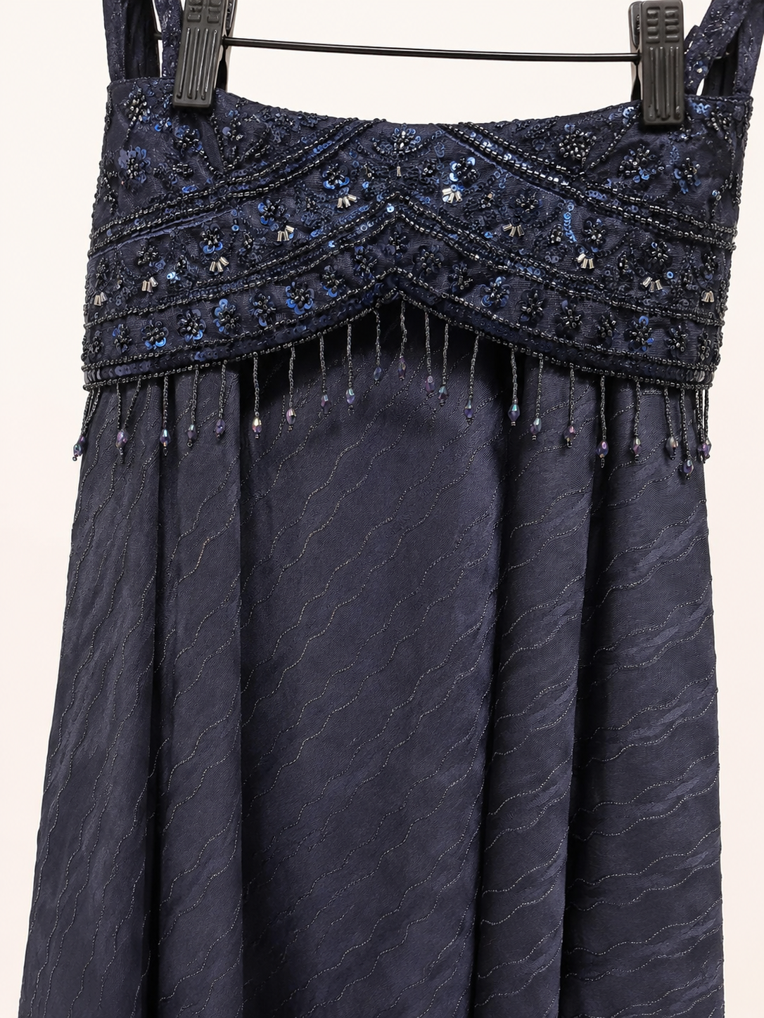 Blue Striped Gown Soft Material Choker Dupatta