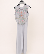 Ivory Grey Embellished Vest Palazzo Set