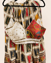 White traditional Folk Heavy Pattern Spaghetti Top with black Dupatta
