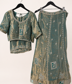 Royal Green Metallic Lehenga Set