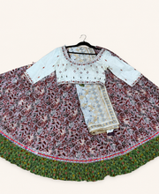 Light Pink Leaf and White Dupatta Lehenga Set