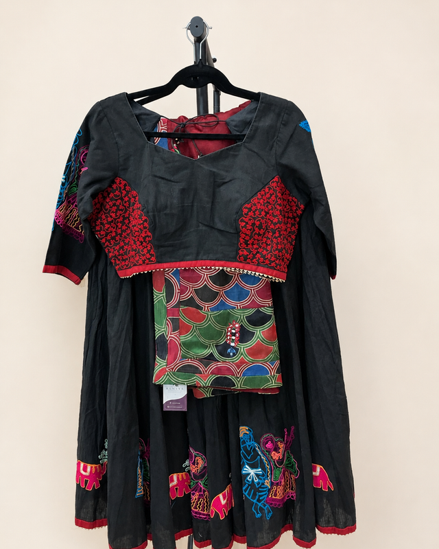 Black Lehenga with Maroon Dupatta