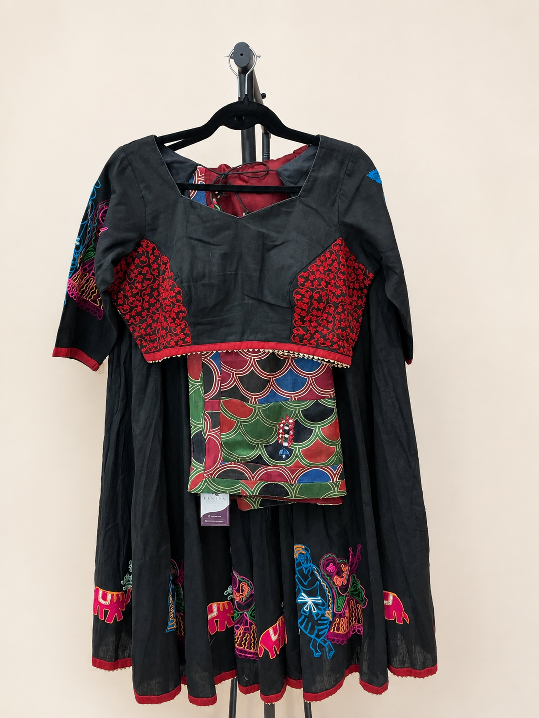 Black Lehenga with Maroon Dupatta