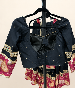 Black and Pink Floral Riniya Lehenga Set
