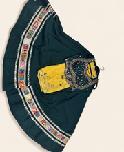 Green Garba Lehenga Set with Yellow Dupatta Traditional Folk