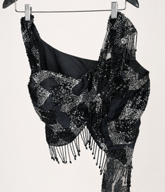 Black Butterfly Sequence co-ord attached Dupatta